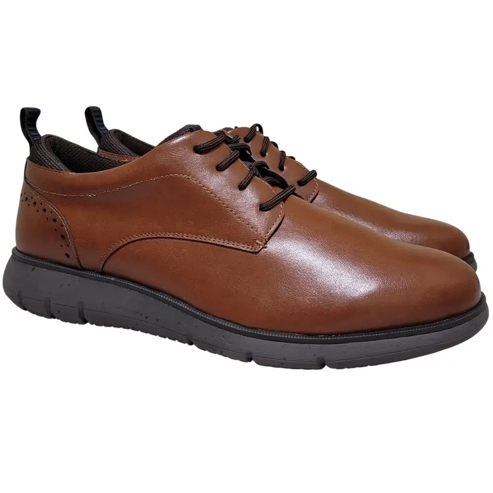 Nunn Bush Men Stance Plain Toe Derby Oxfords Size US 11.5M Cognac Brown
